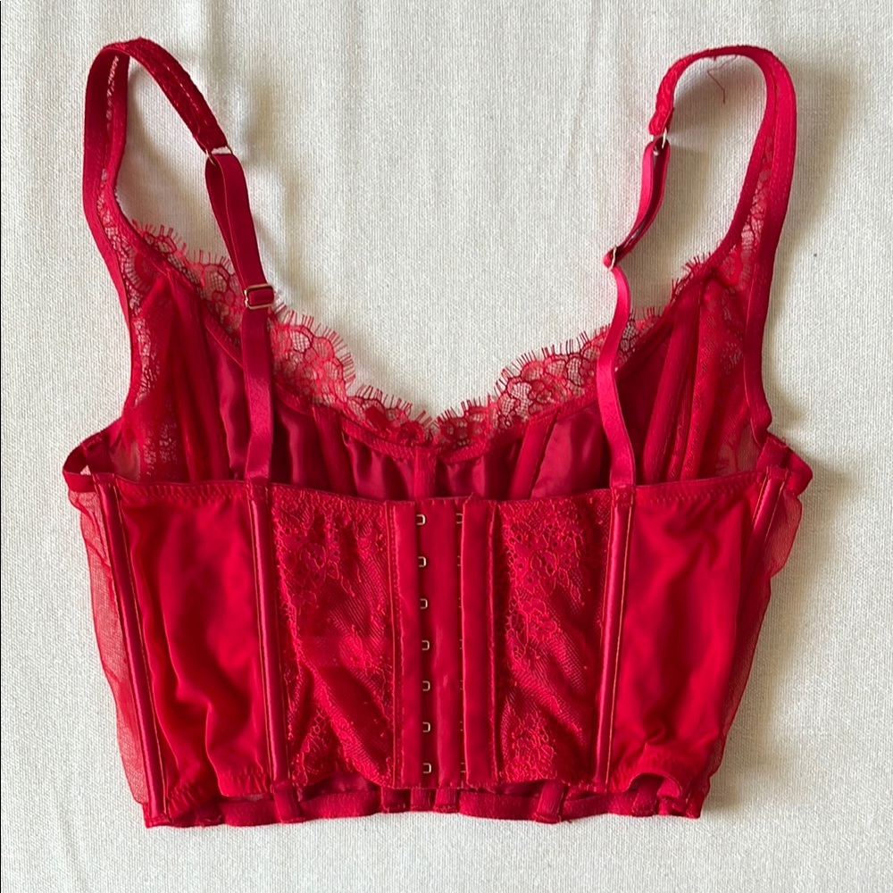 NWT Victoria's Secret Red Lace Corset - Picture 2 of 8